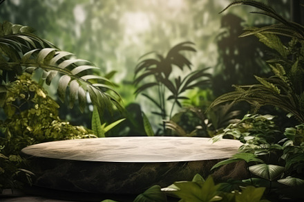 Wood tabletop counter podium floor in outdoors tropical garden forest, an Abstract Photo by Natalia Klenova's Shop
