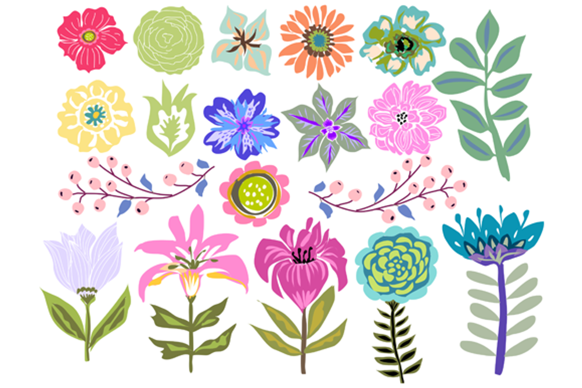 Flowers Clip Art 19 Illustrations, an Illustration by Karen Fields Design (Photo 1 of 4)