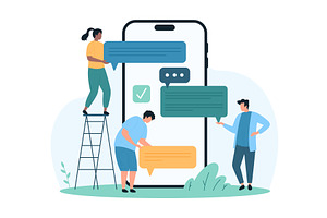 Online conversation in chat mobile, a Person Illustration by Flashvector