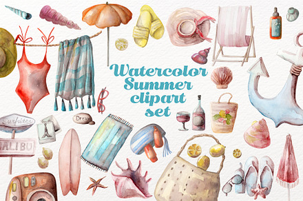 Summer holiday clipart set
