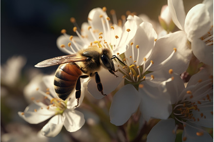 Bee macro flower. Generate Ai, an Animal Photo by Ylivdesign