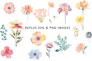 Watercolor Flowers SVG Image Bundle, a Seasonal Illustration by Image Design (Thumbnail 3 of 3)