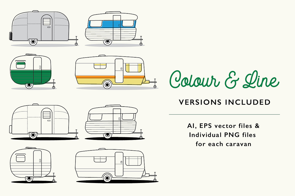 Retro Caravan Illustrations - Set 2, a Graphic by the cabin supply co (Photo 2 of 3)