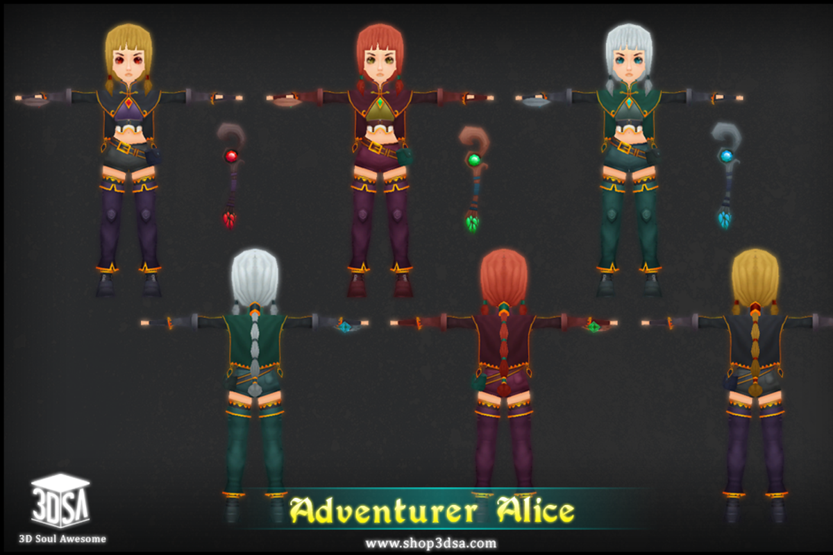 Adventurer Alice, a Characters & Person 3D Model by Meshtint Studio (Photo 2 of 5)