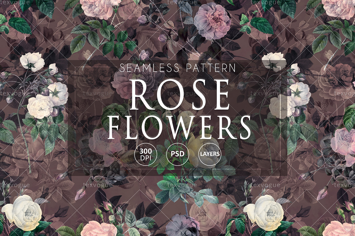 Rose Flowers - Seamless Patterns, a Pattern Graphic by texvogue (Photo 1 of 11)