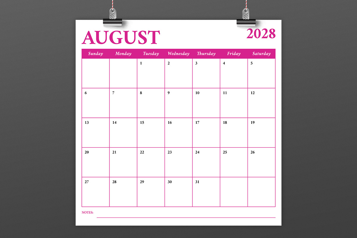 2028 12x12 COLOR Calendar Template, a Stationery Template by Running With Foxes (Photo 4 of 6)