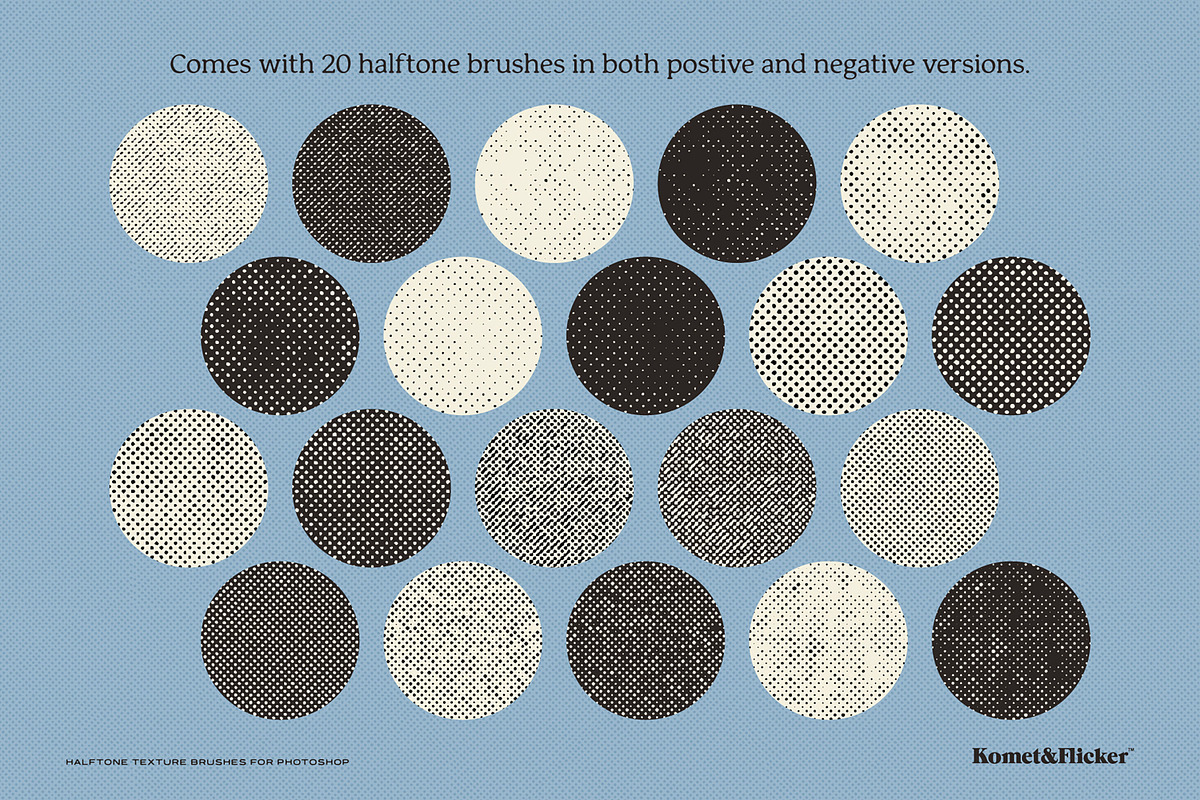 Halftone Texture Brushes for PS, a Brush Add-On by Komet & Flicker (Photo 3 of 10)