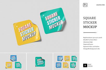 Square Sticker Mockup