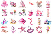 Vintage Beach Clipart, an Illustration by Sublimation Artist (Thumbnail 2 of 6)