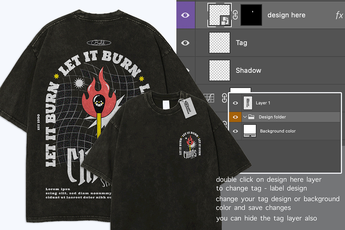oversize Washed T Shirt PSD Mockup, a Shirt Mockup by NH graphic (Photo 4 of 4)