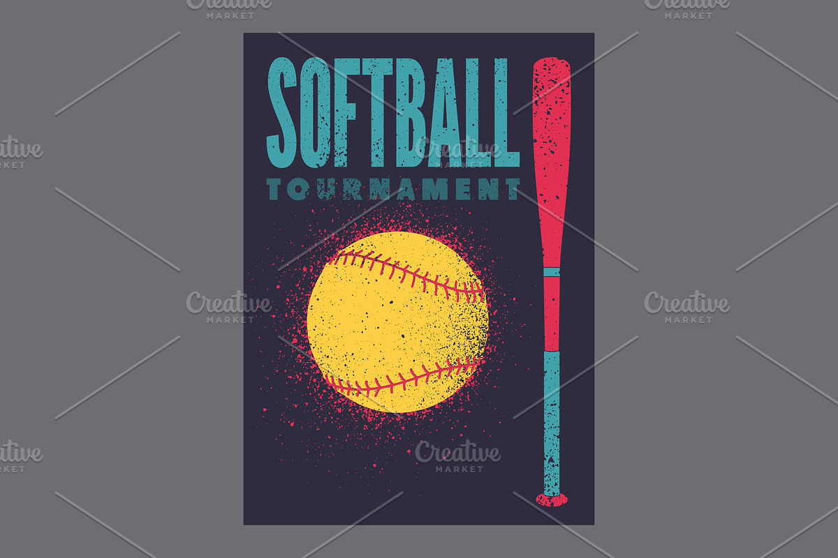 Softball vector poster set., a Sport Illustration by PoPaShop (Photo 5 of 8)
