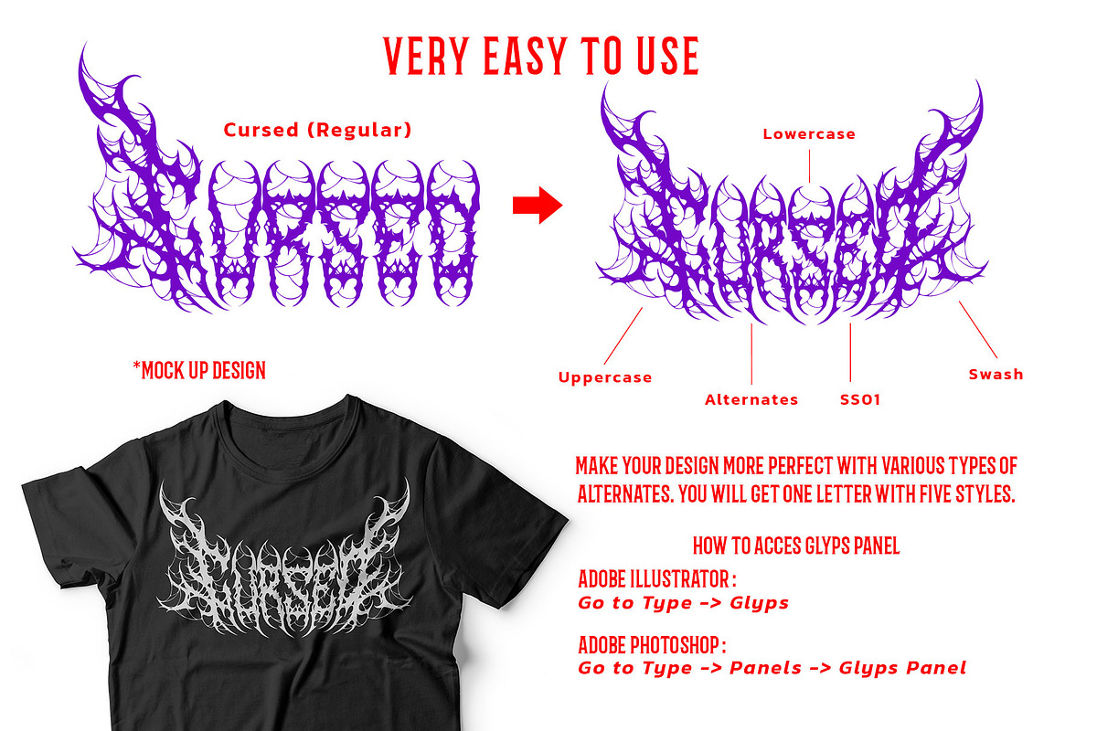 Cursed Obscure Death Metal Font, a Blackletter Font by Fonday Studio (Photo 15 of 19)