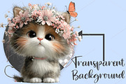 Watercolor Cat with Butterfly PNG, a Seasonal Illustration by Canvas Craft (Thumbnail 2 of 6)