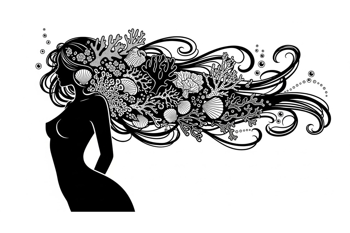 Fantasy Flowing Hair Mermaid Bundle, an Illustration by jahid234 (Photo 6 of 31)