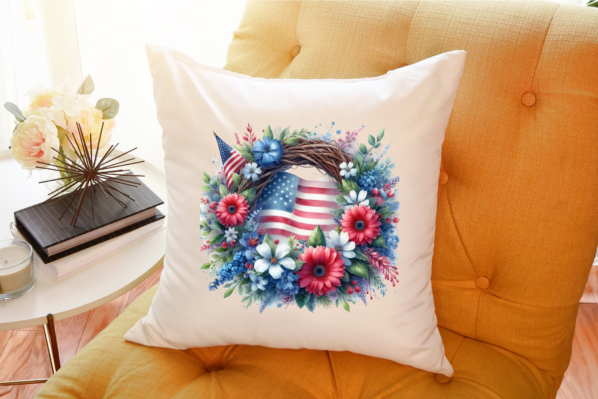Watercolor 4th of July Wreath Clipar, an Illustration by Sublimation Artist (Photo 6 of 6)