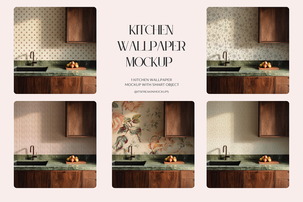 Kitchen Wallpaper Mockup PSD, a Household Mockup by ItsFreakinMockups (Photo 1 of 3)
