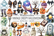 Vintage Creepy Halloween Clipart, an Illustration by Libby Wishes (Thumbnail 1 of 7)