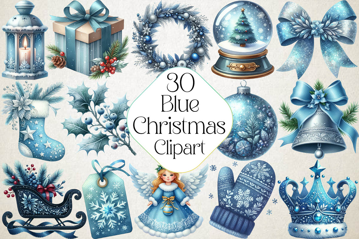 Christmas Blue Clipart PNG, an Illustration by DreamPrint404 (Photo 1 of 4)