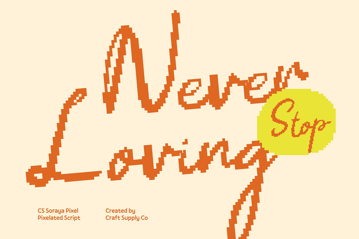 CS Soraya Pixel, a Script Font by Craft Supply Co. (Photo 2 of 8)