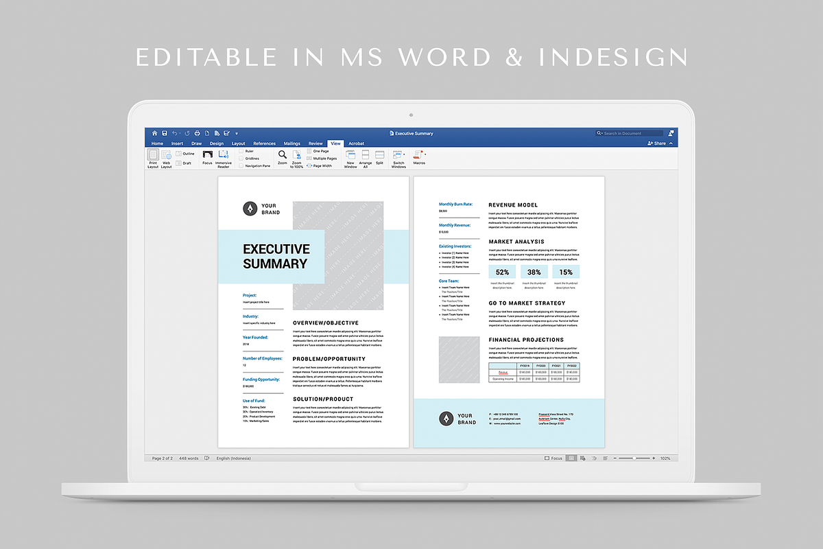 Executive Summary | MS Word & Indd, a Stationery Template by Leaflove