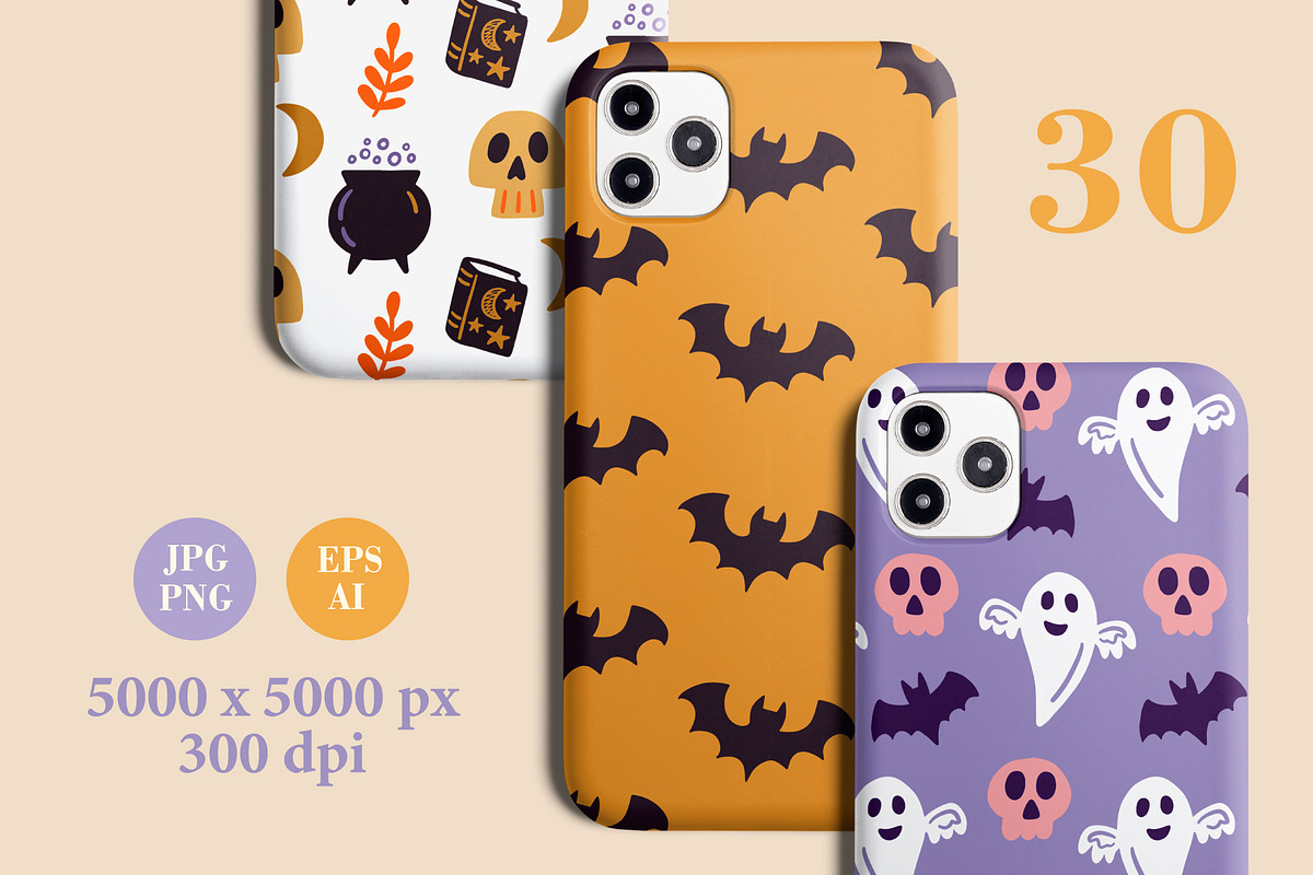 Halloween Funny Patterns Pack, a Pattern Graphic by Katrinelly (Photo 3 of 13)