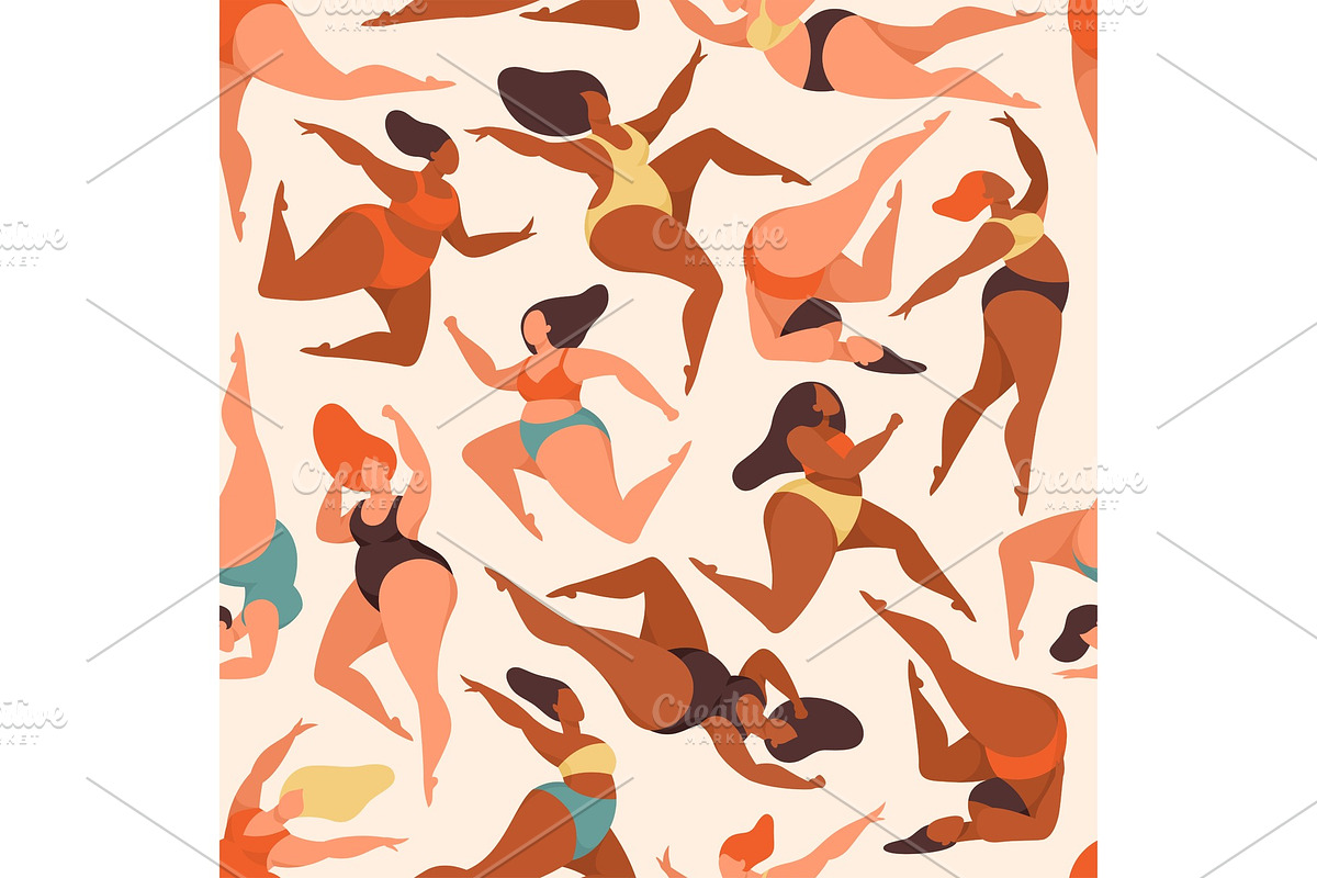 Body positive women seamless pattern, a Person Illustration by YummyBuum