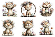 Whimsical Easter Cats Clipart, an Illustration by Dream Creation (Thumbnail 2 of 7)
