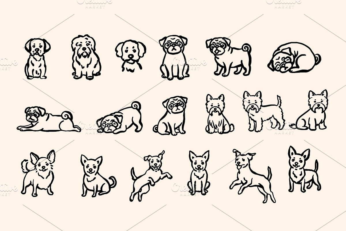 Hand-Drawn Dogs Cliparts Set, an Animal Illustration by Veronika Gotovceva (Photo 3 of 8)