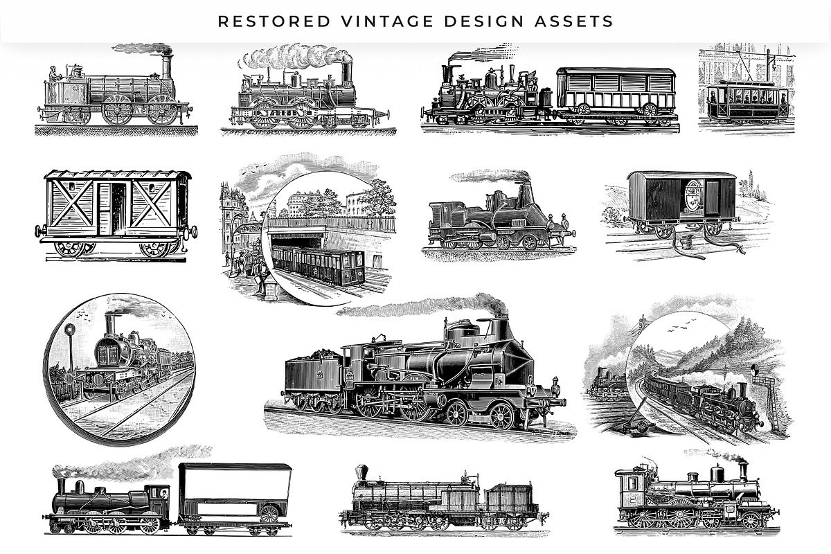 Vintage Steam and Sail Clipart, a Transportation Illustration by Century Library (Photo 5 of 8)