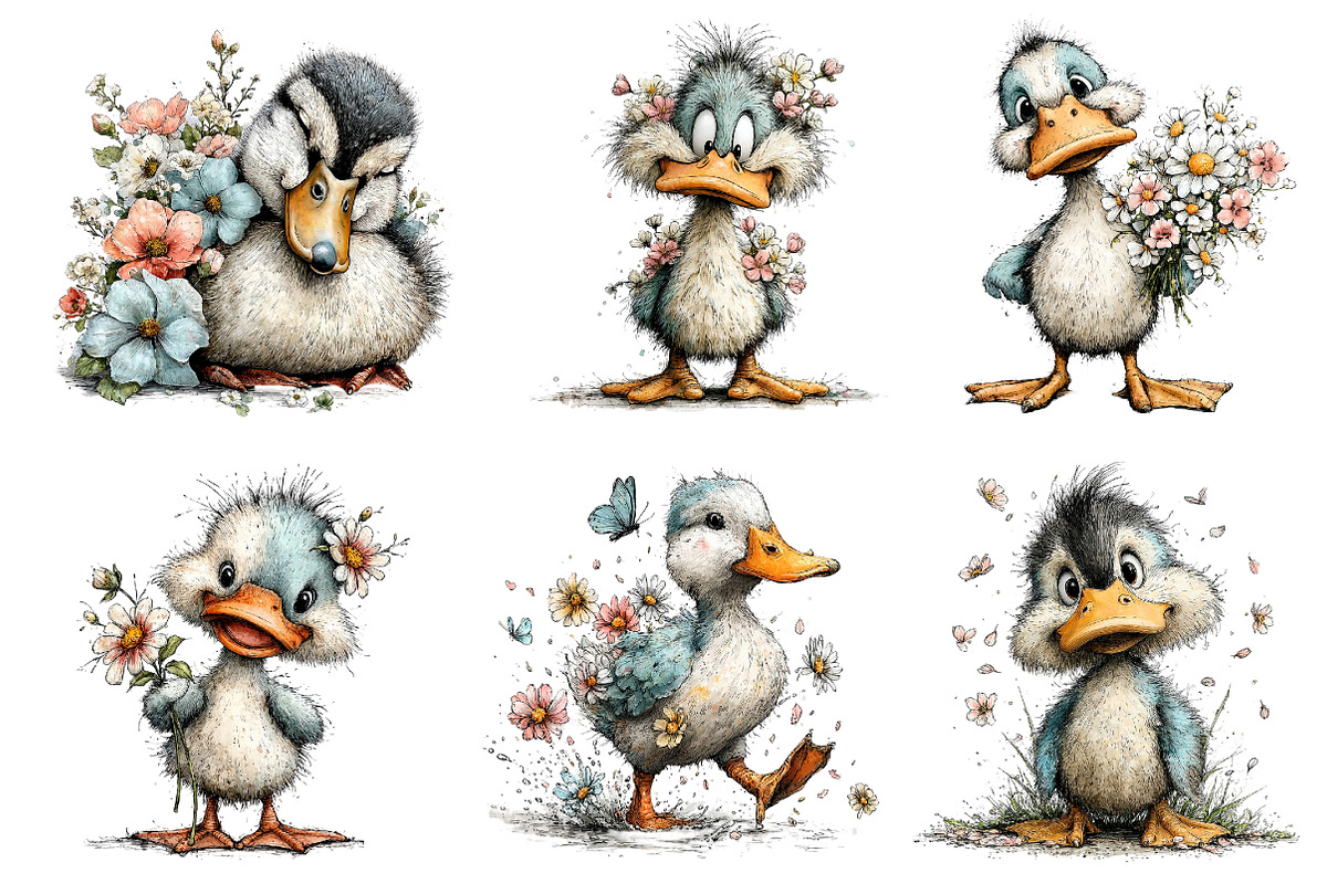 Whimsical Spring Duck Clipart, an Illustration by Dream Creation (Photo 4 of 7)