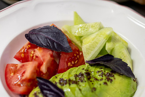 Salad plate healthy vegetable breakfast sliced, a Food & Drink Photo by Photo Drive Studio
