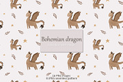 Bohemian dragon clipart and pattern, a Pattern Graphic by SleptArt (Thumbnail 1 of 9)