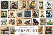 Nautical Pirates Postage Clipart, an Illustration by OK Design (Thumbnail 1 of 5)