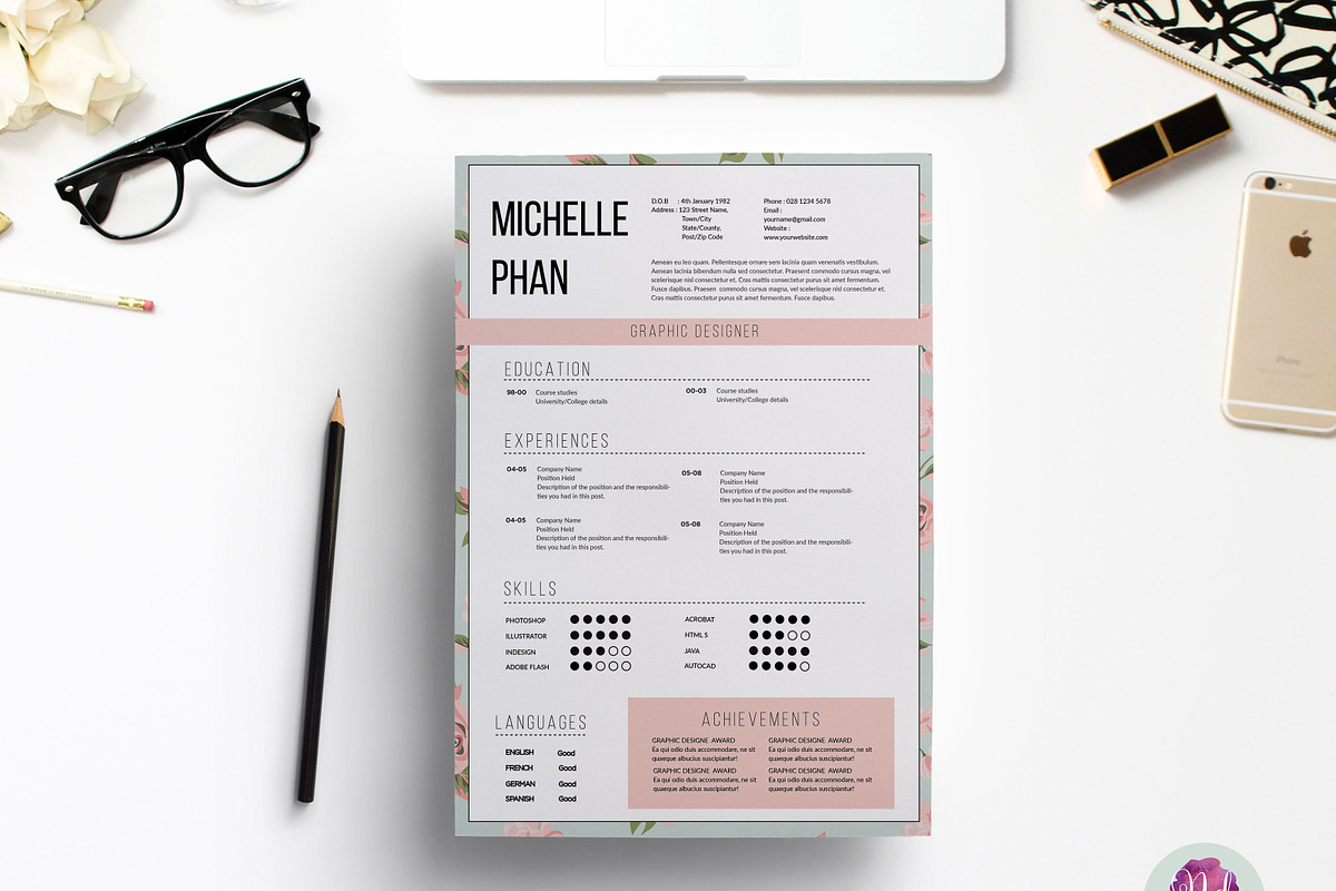 Elegant 1 page CV template, a Resume Template by Chic templates (Photo 4 of 4)