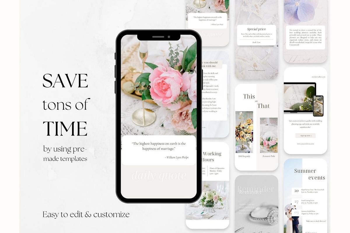 70 Wedding Event Planner Stories, a Social Media Template by PatternLab. (Photo 3 of 9)