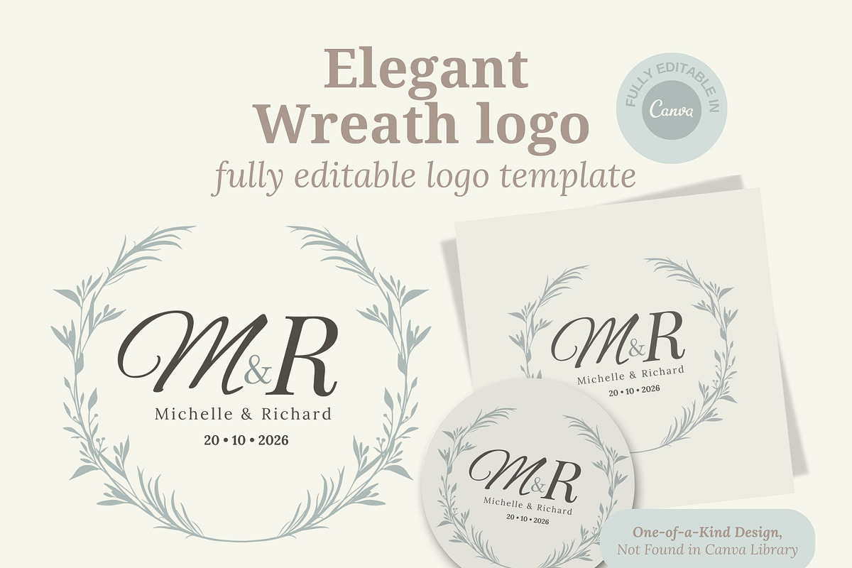 Elegant Monogram Wreath Logo, a Branding & Logo Template by Hell Yeah Designs (Photo 1 of 6)