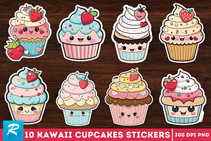 Cute Kawaii Cupcakes  Valentine Stic