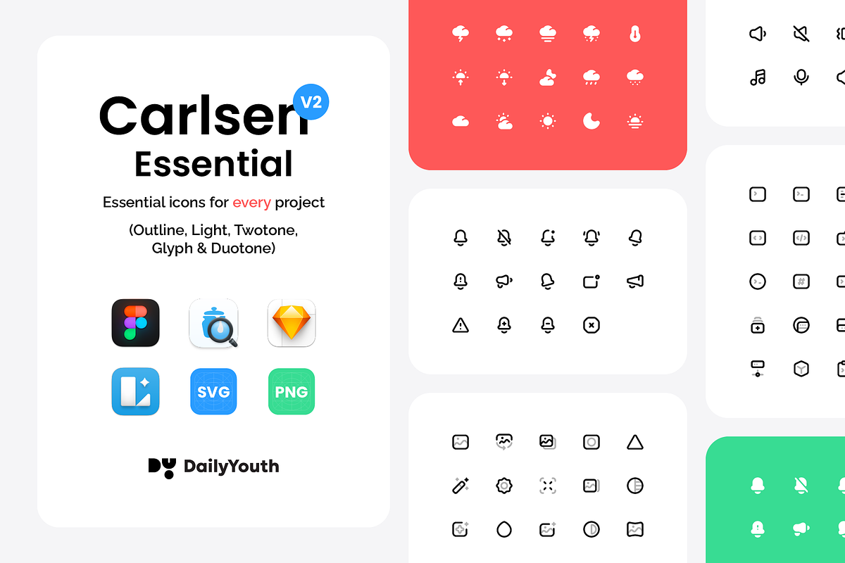 Carlsen V2 Essentials Icon Library, an Outline Icon by DailyYouth (Photo 1 of 21)