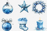 Silver Blue Christmas Clipart Bundle, an Illustration by Black Bird Studio (Thumbnail 5 of 6)