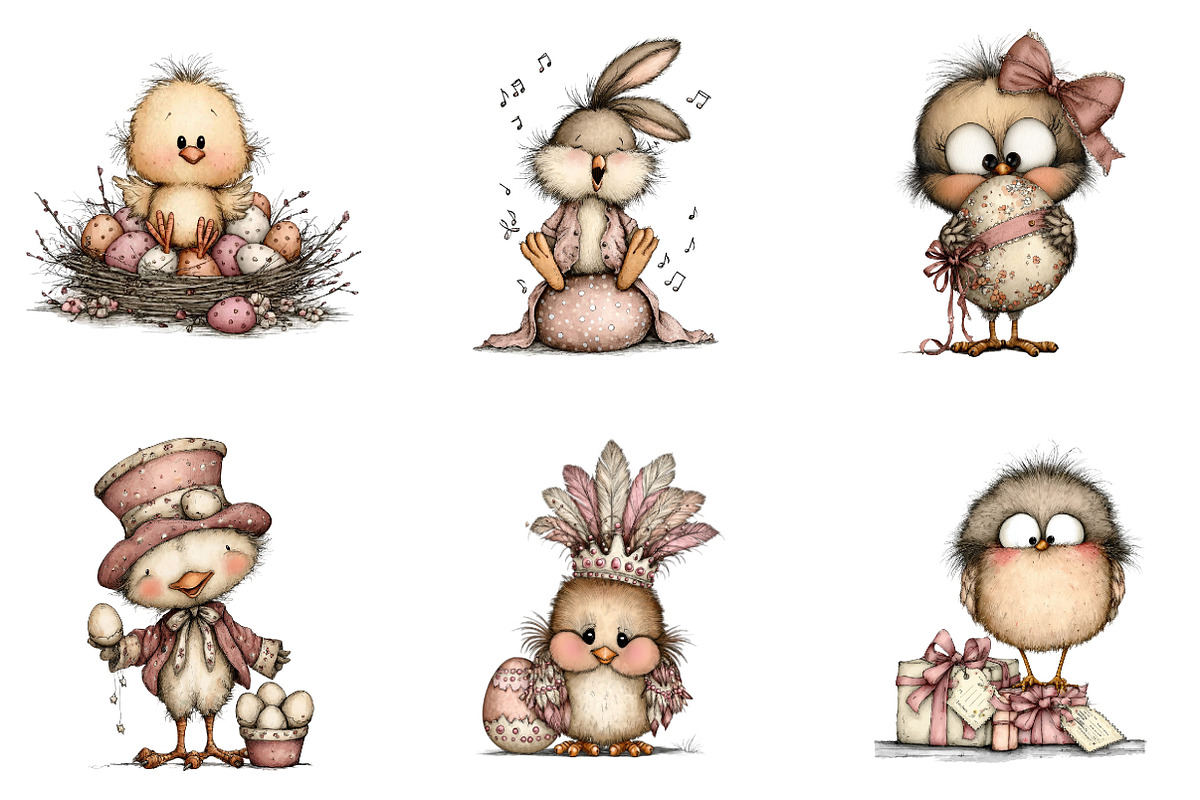 Whimsical Easter Bird Clip Art, an Illustration by CreationArt (Photo 5 of 7)