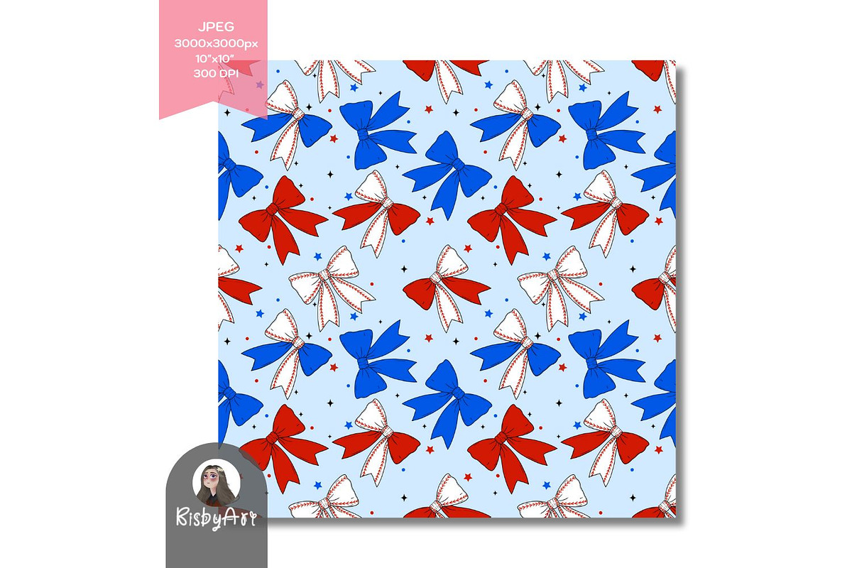 Red White Blue Baseball Pattern, a Pattern Graphic by KisbyArt (Photo 2 of 3)
