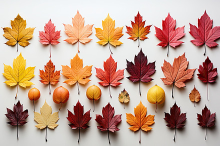 Vibrant autumn leaves set in white b, a Photo by SaroStock