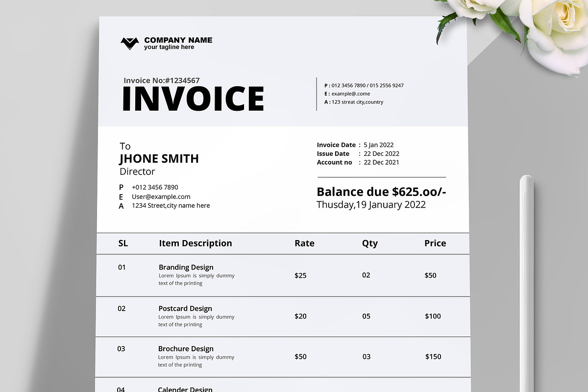 New Invoice Layout, a Stationery Template by MightyDesign (Photo 2 of 6)