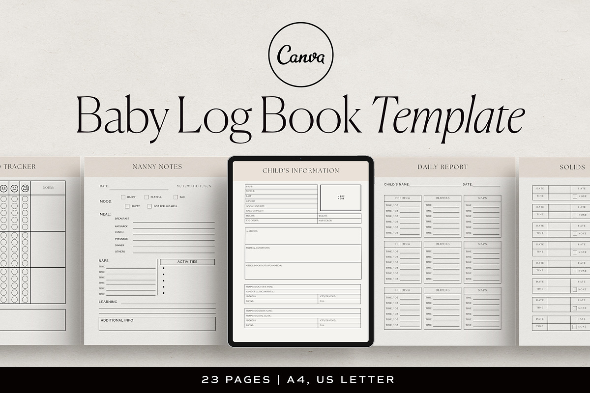 Baby Log Book Template Canva