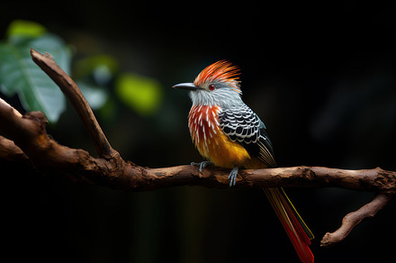 Vibrant Exotic Bird Perched on Branch in Natural Habitat, a Photo by AS photostudio
