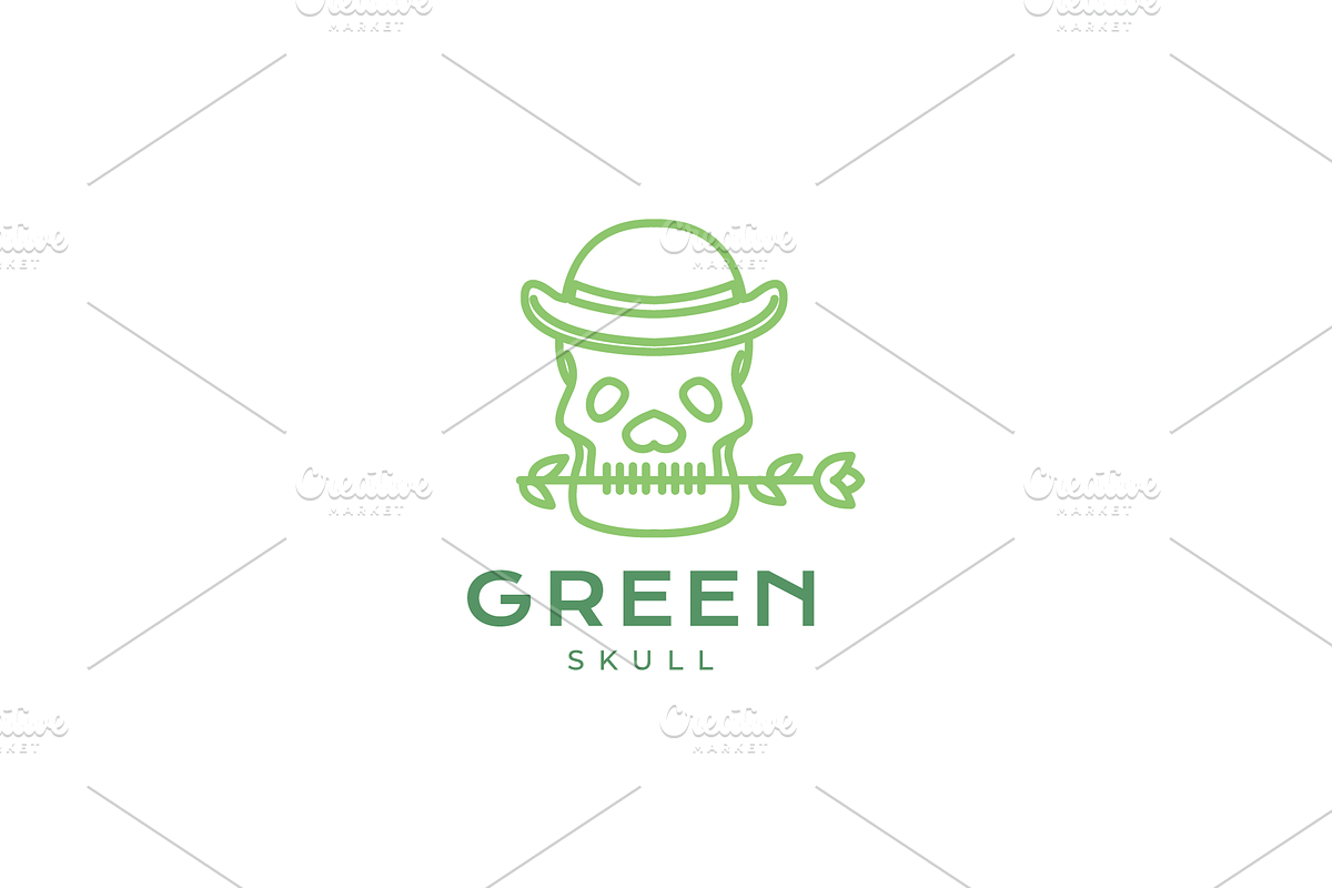 head skull with flower nature logo, a Branding & Logo Template by devastd