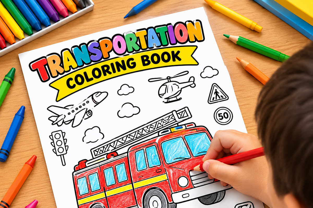 Transportation Coloring Book for Kid, an Education Illustration by Mohammad Sarfaraz (Photo 16 of 17)