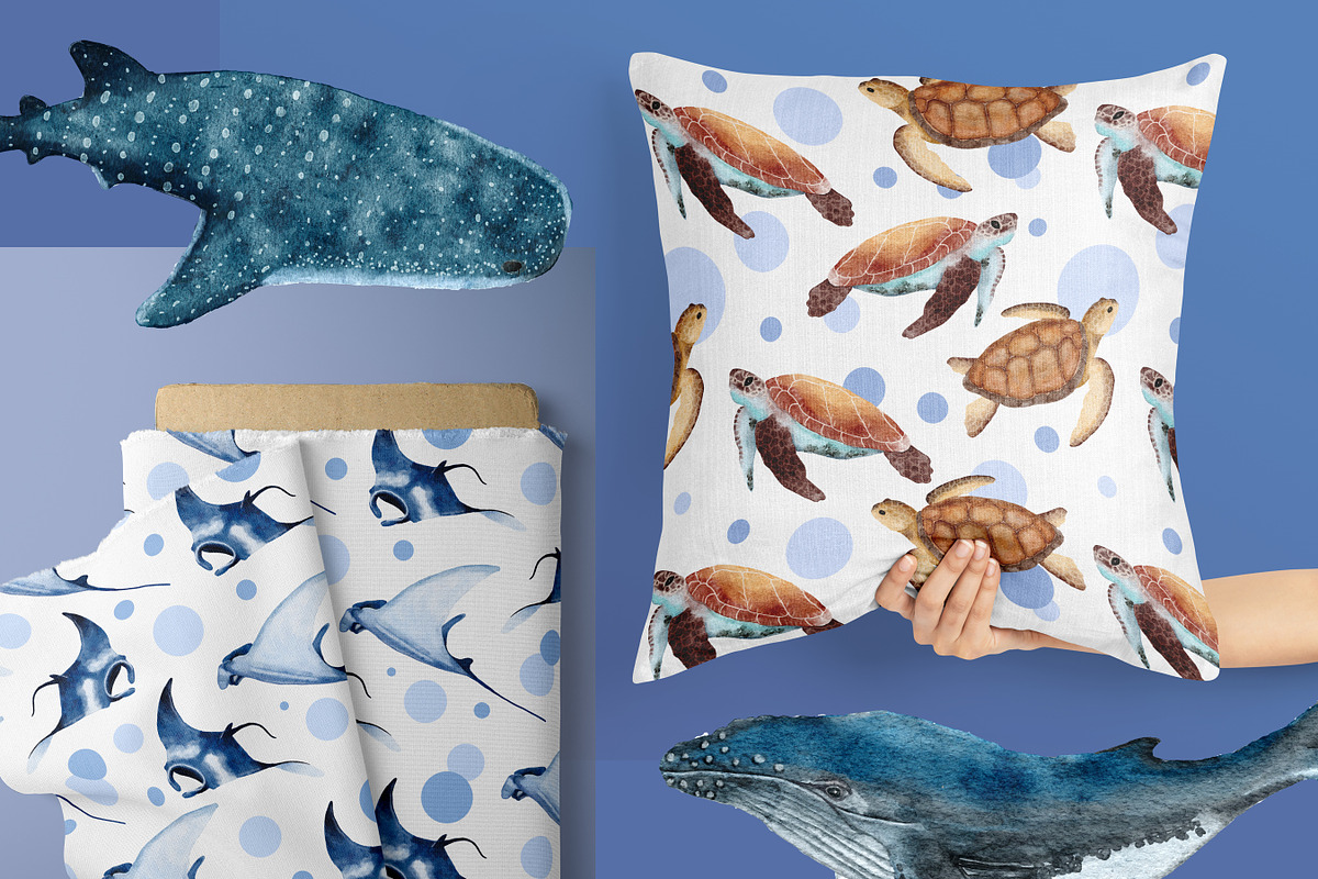 Sea Animals Clipart & Patterns, a Pattern Graphic by Lagmar Design (Photo 7 of 12)