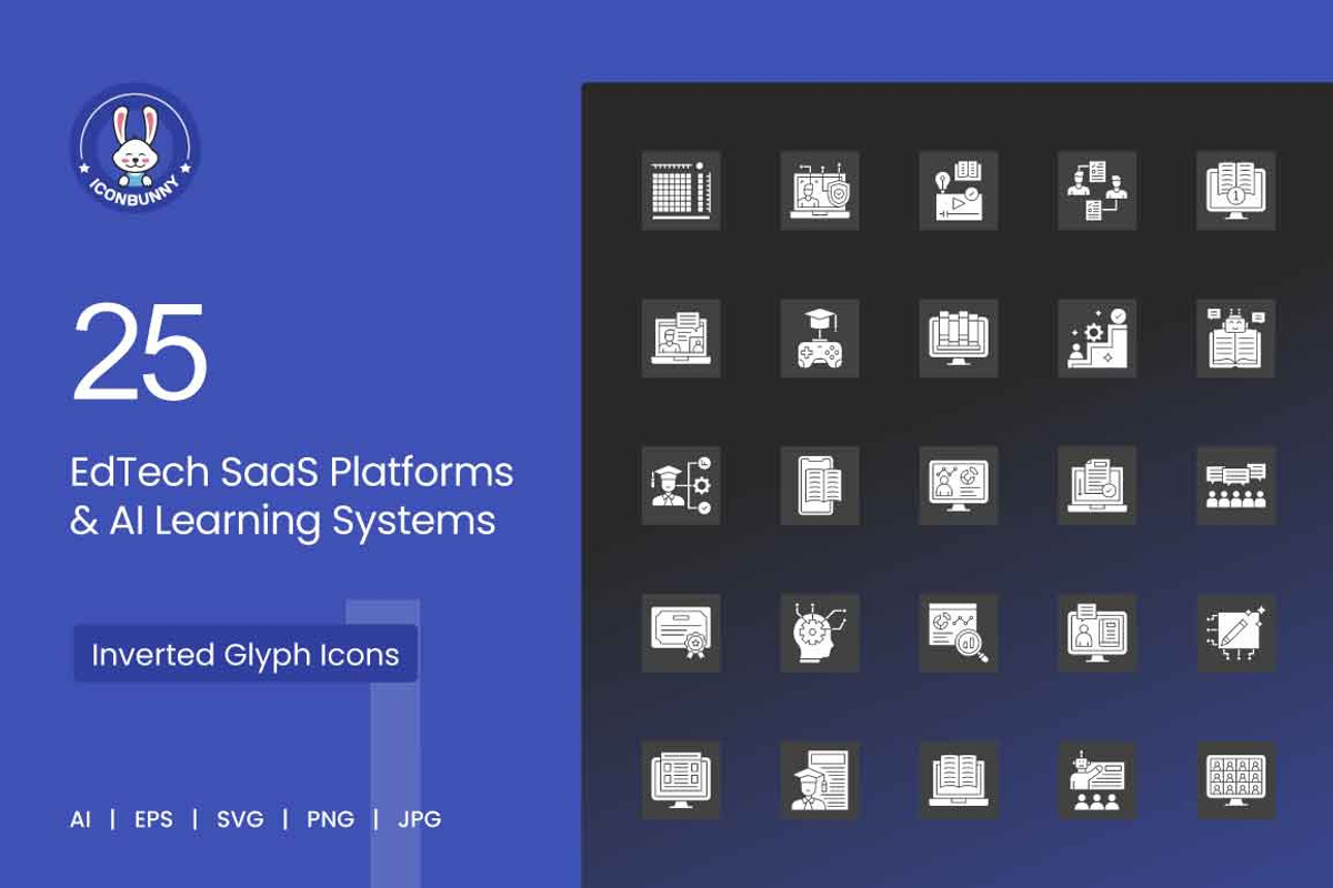 25 EdTech & AI Learning Icons., a Solid Icon by IconBunny (Photo 1 of 2)