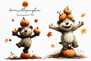 Bear with Pumpkin Watercolor Clipart, a Seasonal Illustration by Craft Nest (Thumbnail 1 of 6)